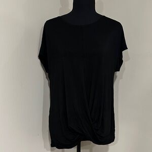 *ST. TROPEZ WEST* Black Twist-Front Short Sleeve Top Size Small
